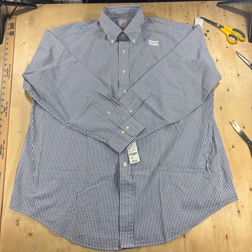 Brooks Brothers Mens XL Blue White Striped Traditional Fit Cotton Shirt NWT